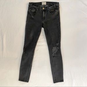 McGuire Denim Jeans faded black ripped knees